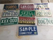 Group of 10 Multiple State License Plates