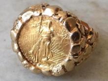Gold Plated Coin and Ring