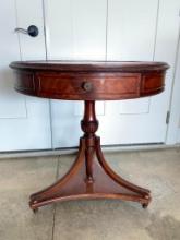 Vintage Round Wooden Drum Table