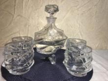 Five Piece Crystal Decanter and Glasses by Crystal House