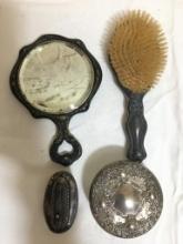 Vintage Vanity Set Incl Brush, Mirror, Powder Jar and More