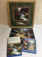 Thomas Kincade Lot Incl Books and Framed Print "Beside Still Waters"