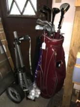 Set of Golf Clubs, Bag and Bag Cart