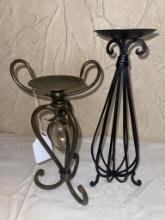 Two Metal Candle Holders