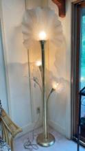 Vintage White Hibiscus Acrylic Floriform Floor Lamp by Harris Industries