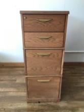Wooden Three Drawer Filing Cabinet - Missing Key