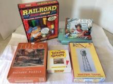 Misc Treasure Lot Incl Train Related Game, Puzzle, Scale Model and More