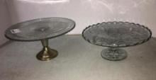Two Pedestal Glass Cake Plates