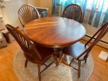 Wooden Round Kitchen Table and 4 Chairs