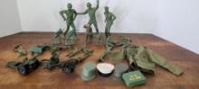Group of Vintage Military Toys - G.I. Joe, Dinky Toys and Green Army Men