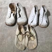 Three Pair of Antique/Vintage Leather Baby Shoes