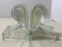 Pair of Glass Wave Bookends