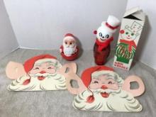 Vintage Christmas Decor Lot Incl Musical Roly Poly Santa Claus