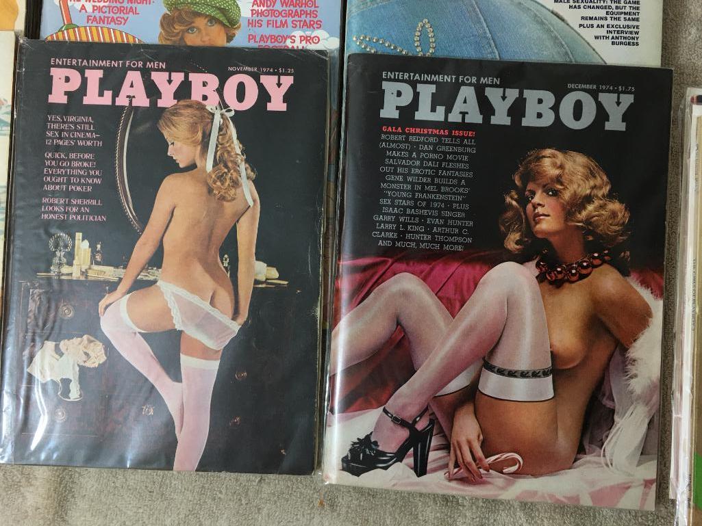 Fourteen Vintage Playboy Magazines 1974 - Like New Condition