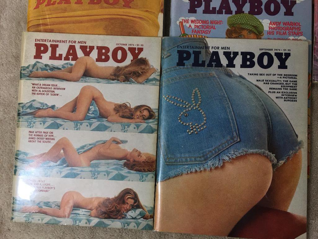 Fourteen Vintage Playboy Magazines 1974 - Like New Condition