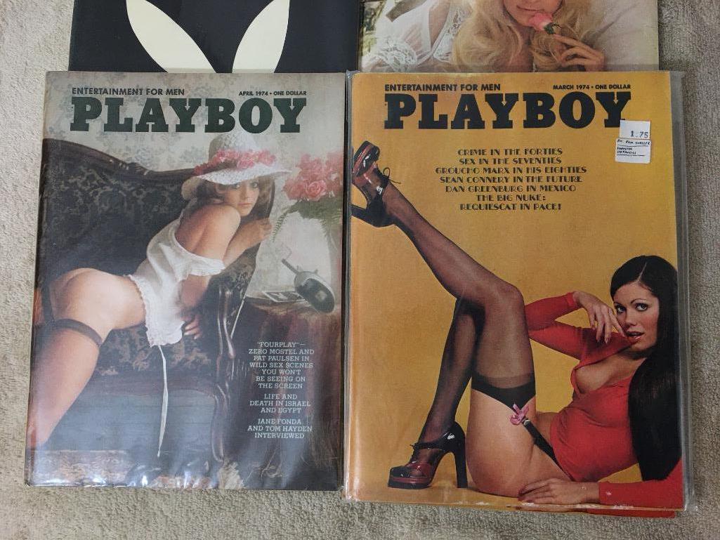 Fourteen Vintage Playboy Magazines 1974 - Like New Condition