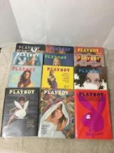 Twelve Vintage Playboy Magazines 1970 - Like New Condition