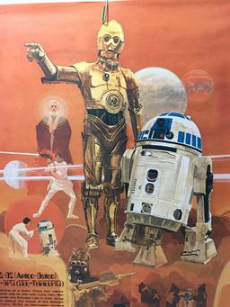 Vintage Star Wars R2-D2 and C3PO Poster by Coca Cola 1977