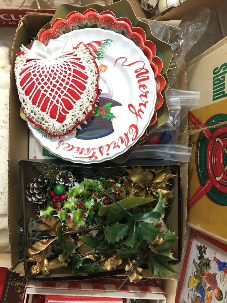 Shelf Lot of Misc Vintage Christmas Decor and Ornaments