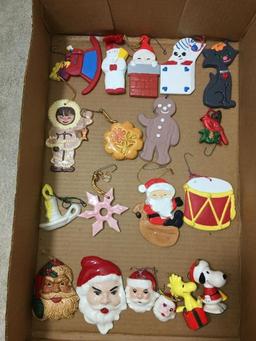 Group of Vintage Hand Made Ceramic Christmas Ornaments