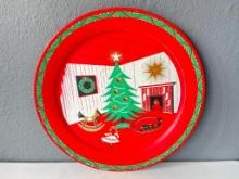 Vintage Christmas Tin Platter