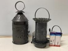 Group of 2 Tin Country Primitive Lanterns