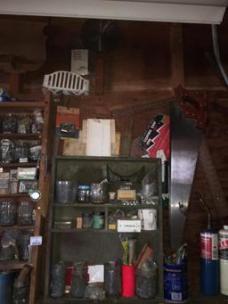 Misc Tool Lot (Top of Workbench and Surrounding Wall) (Garage)