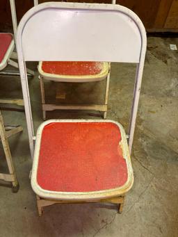 Four Vintage Children's Metal Folding Chairs (Basement)