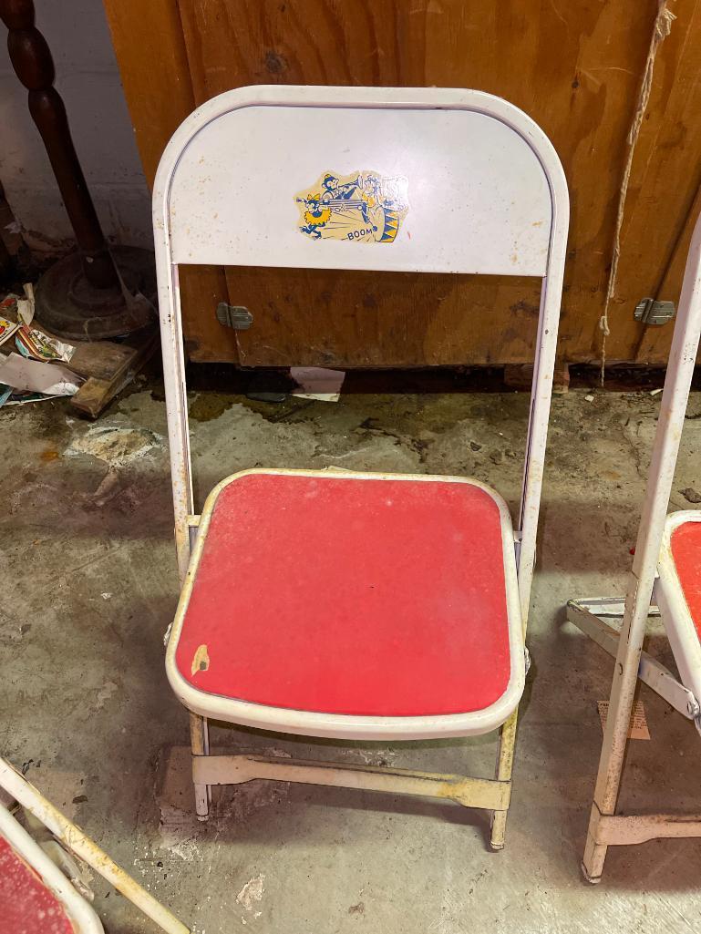 Four Vintage Children's Metal Folding Chairs (Basement)