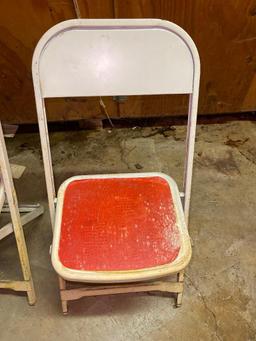 Four Vintage Children's Metal Folding Chairs (Basement)