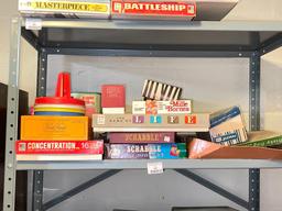 Two Shelves of Misc Vintage Board Games (Basement)