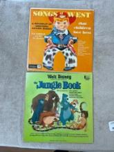 Two Vintage Children's Albums Incl Songs of The West and Walt Disney Jungle Book 1960's