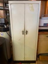 Vintage Two Door Metal Cabinet w/Four Shelves (Basement)