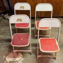 Four Vintage Children's Metal Folding Chairs (Basement)