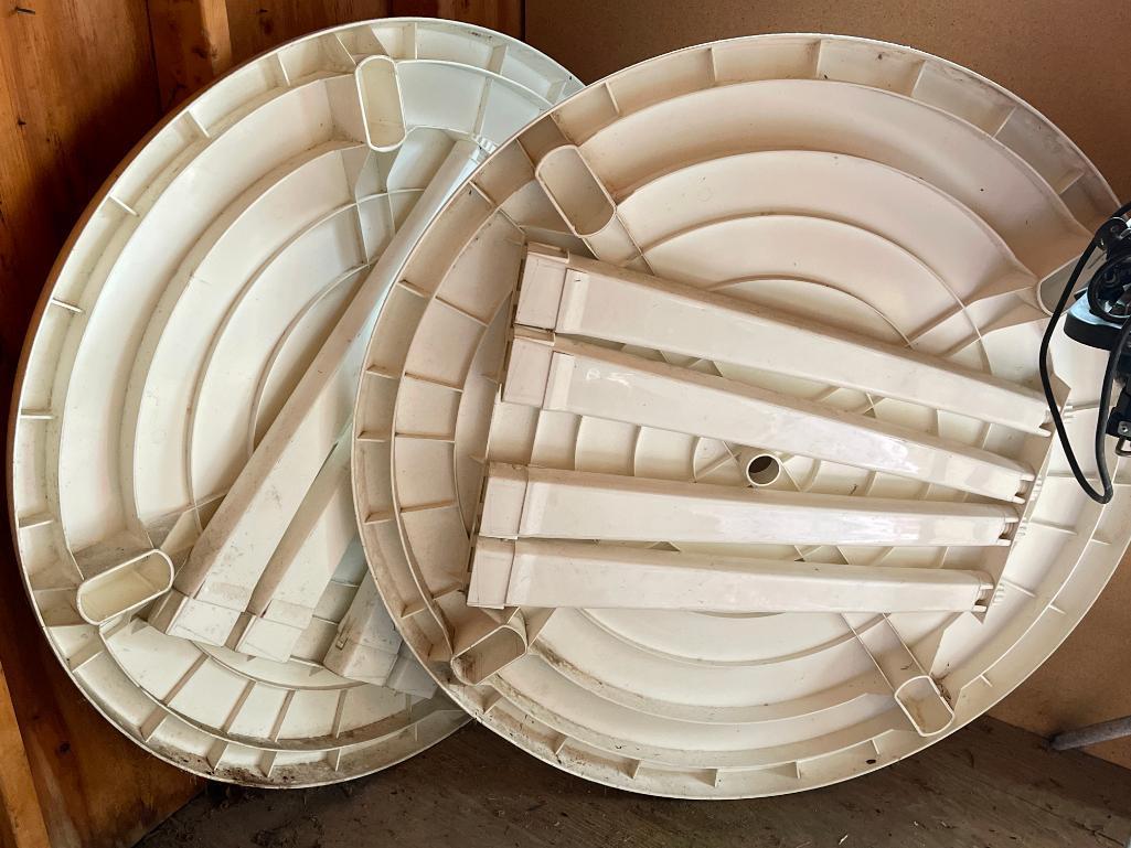 Pair of Plastic Round Outdoor Tables