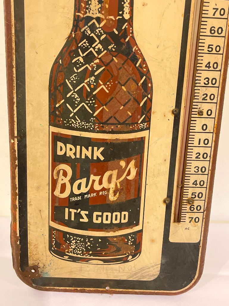 Vintage Metal Barq's Thermometer Sign