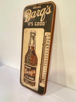 Vintage Metal Barq's Thermometer Sign