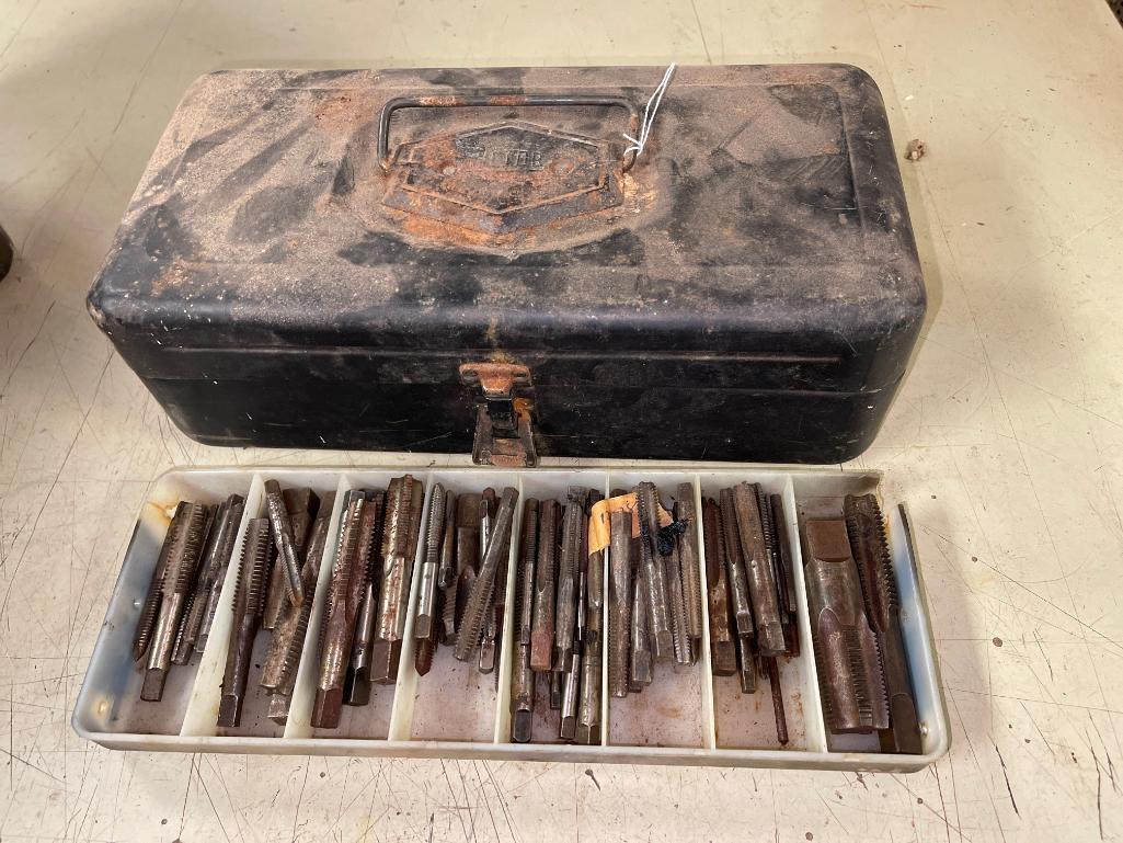 Metal Tool Box w/Misc Tool and Die Bits