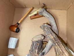 Misc Treasure Lot Of Misc Smoking Pipe Pieces and Parts incl Deer Antler, Screens and More