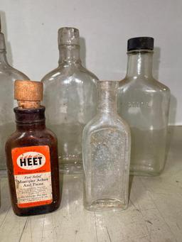 Group of Vintage Glass Medicine Bottles and More