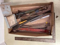 Group of Pry Bars, Chisels, Wrench and More