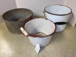 Three Buckets Incl Galvanized and Enamel