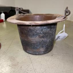 Two Piece Lot Incl Decorative Metal Plate and Hat Bucket