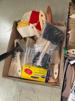 Lot of Misc Paint Brushes and Glass Jars