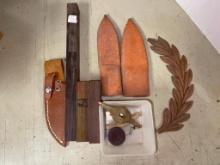 Misc Treasure Lot Incl Wood for Pipe Making, Wood Decorative Applique and More