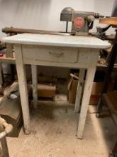 Vintage Enamel Top Table w/Drawer