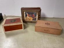 Two Cigar Boxes and Wood Jewelry Box