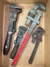 Group of Solid Bar and Pipe Wrenches