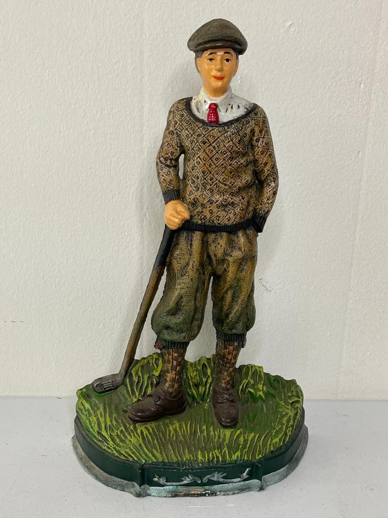 Cast Iron Golfer Door Stop