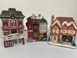 Group of 3 Ceramic Christmas Village Buildings